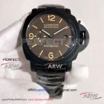 Perfect Replica Panerai Luminor Marina 44MM Watch - All Black Steel Case Brown Face